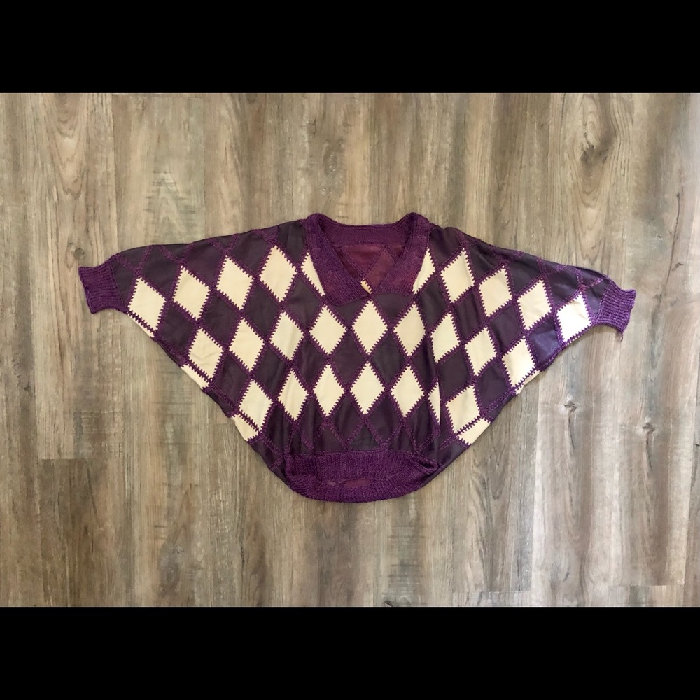 Vintage Patchwork Leather Batwing Top - image 2